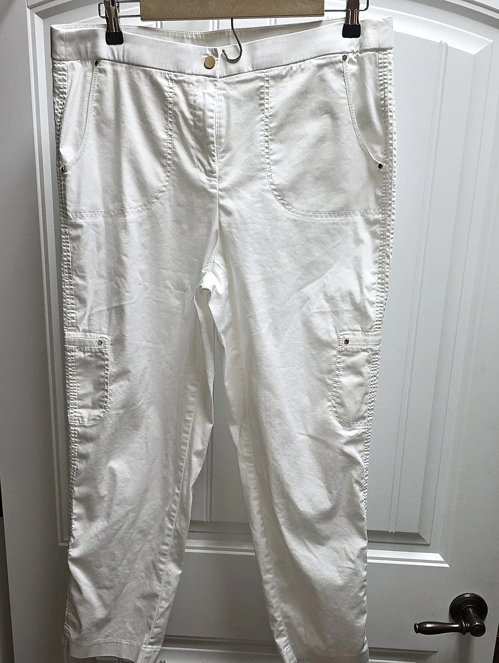 Chico's Cargo Crop Pants White Ankle Pants Size 2